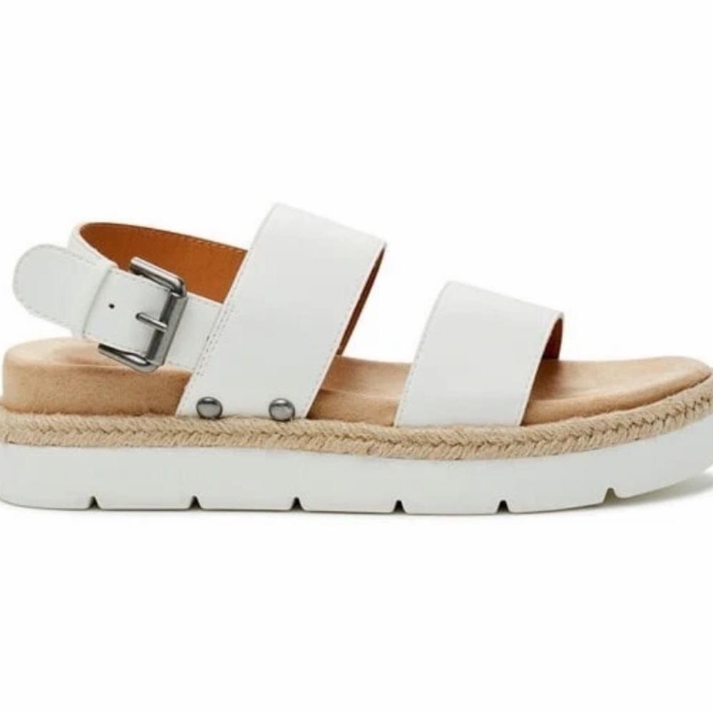❤️Time and Tru White Platform Espadrille Sandals Size 10 New  Comfort Flatform